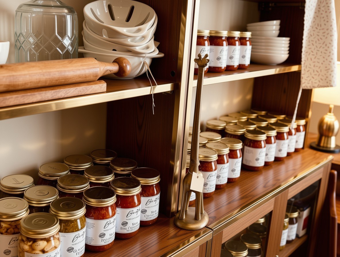 Kitchen goods and pantry shelves